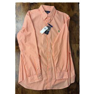 Polo Ralph Lauren Slim Fit Stretch Button Down Shirt XL Orange Stripe NWT